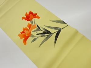 リサイクル　塩瀬手描き花模様開き名古屋帯（額縁仕立て）